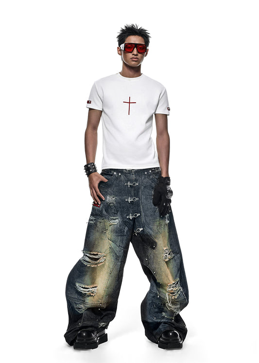 DRKNSS CLUB CROSS T-SHIRT (WH) - AN127B