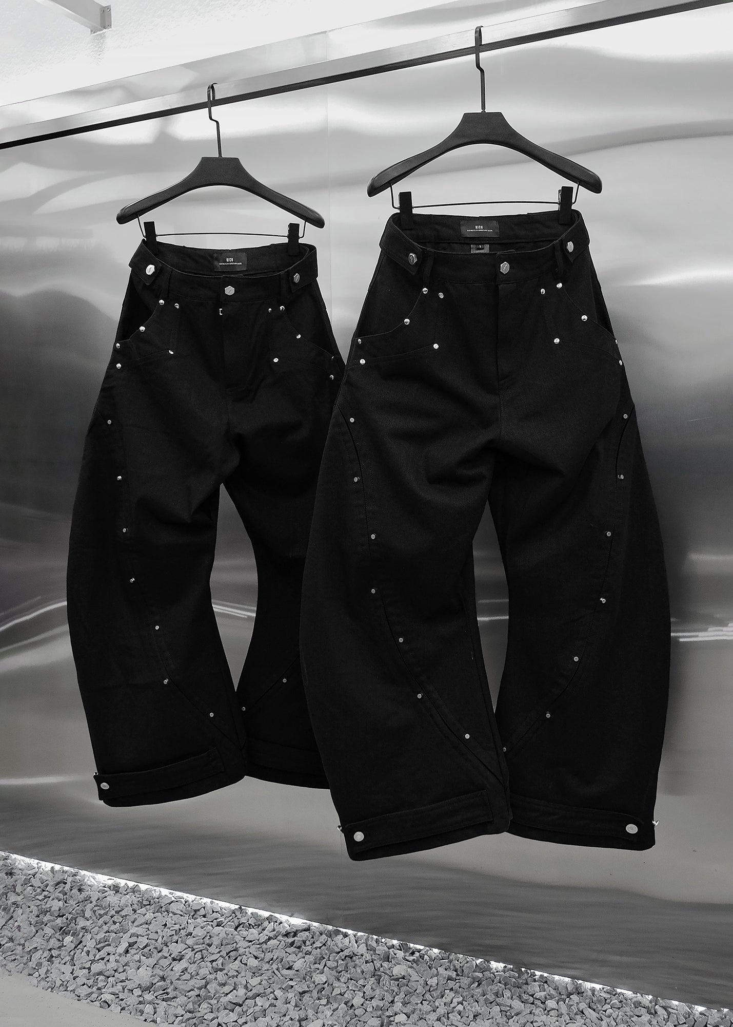 BLACK S-WIDE PANTS - QD115A