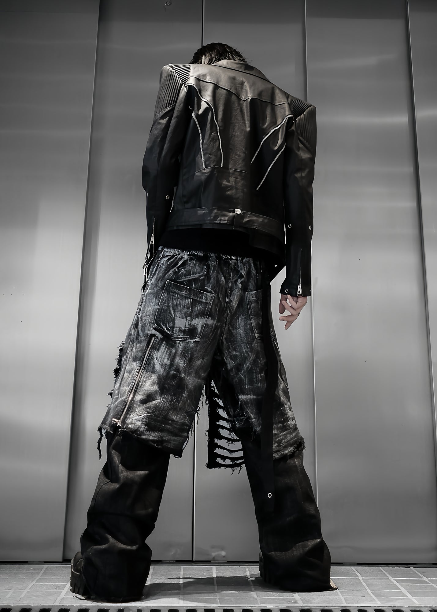 SMOKE DENIM LAYERED JEANS - QD109