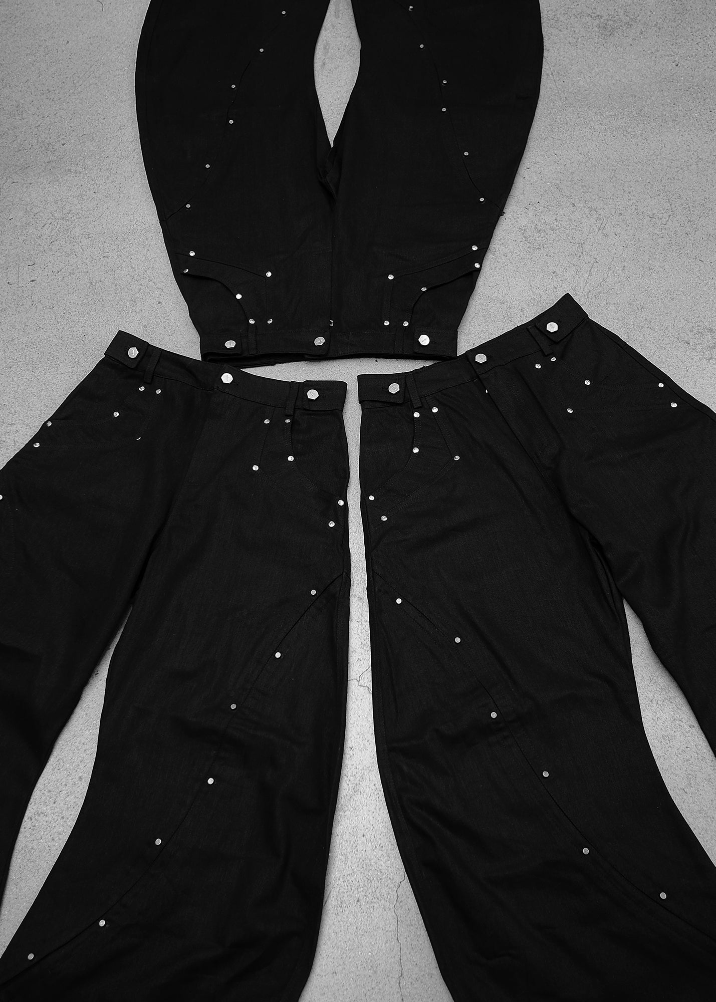 BLACK S-WIDE PANTS - QD115A