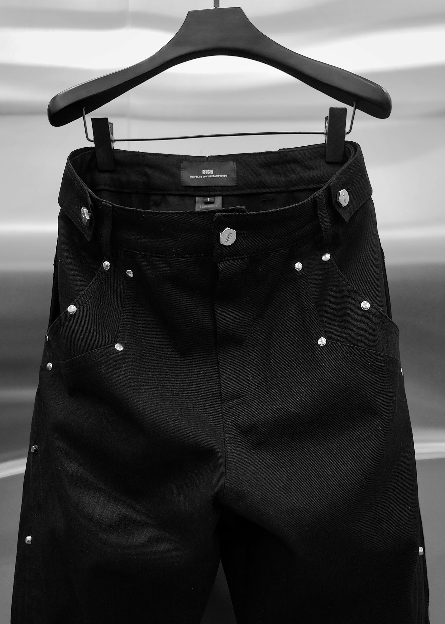 BLACK S-WIDE PANTS - QD115A