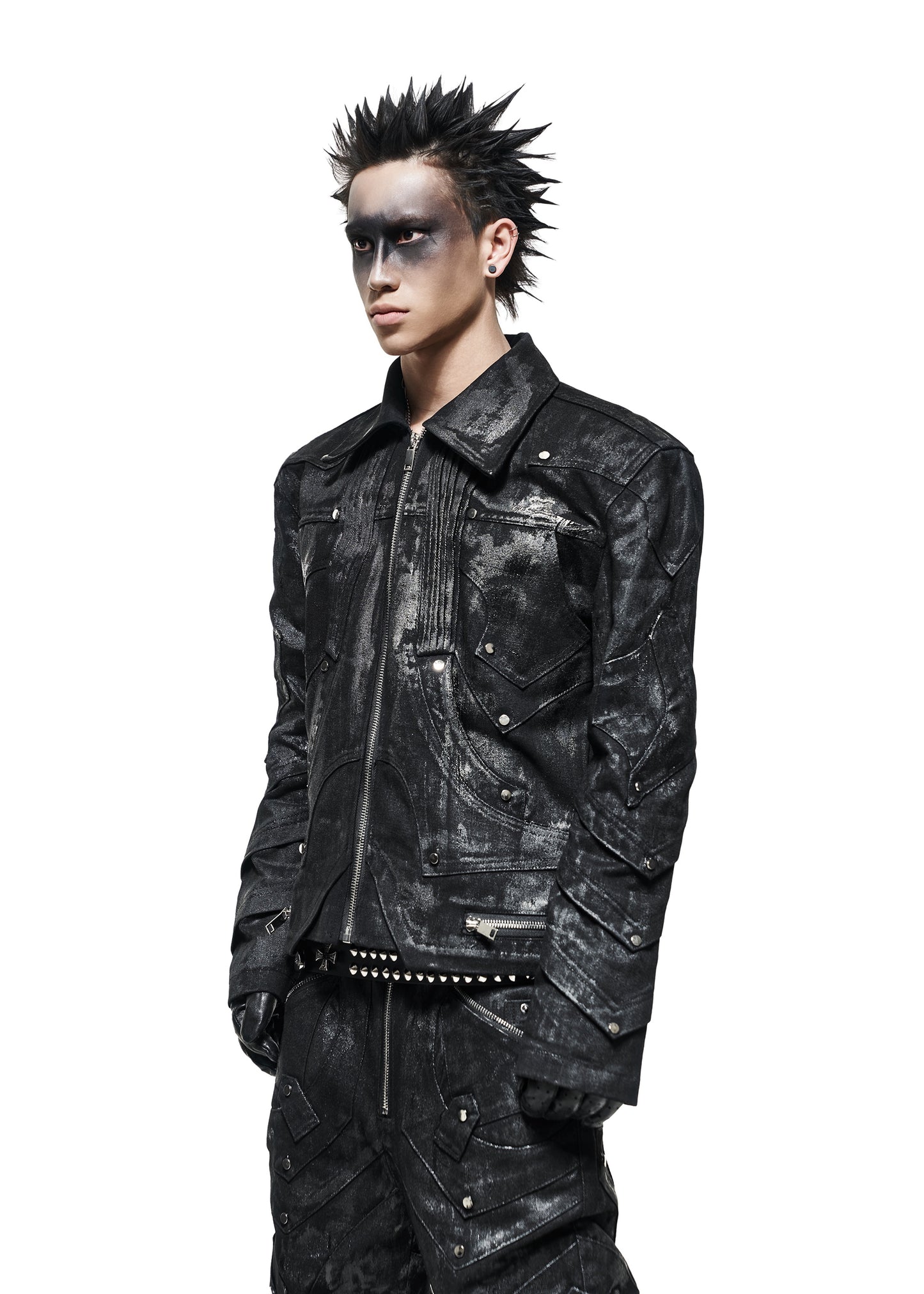 BLACK WAXED KNIGHT DENIM JACKET - AK090B