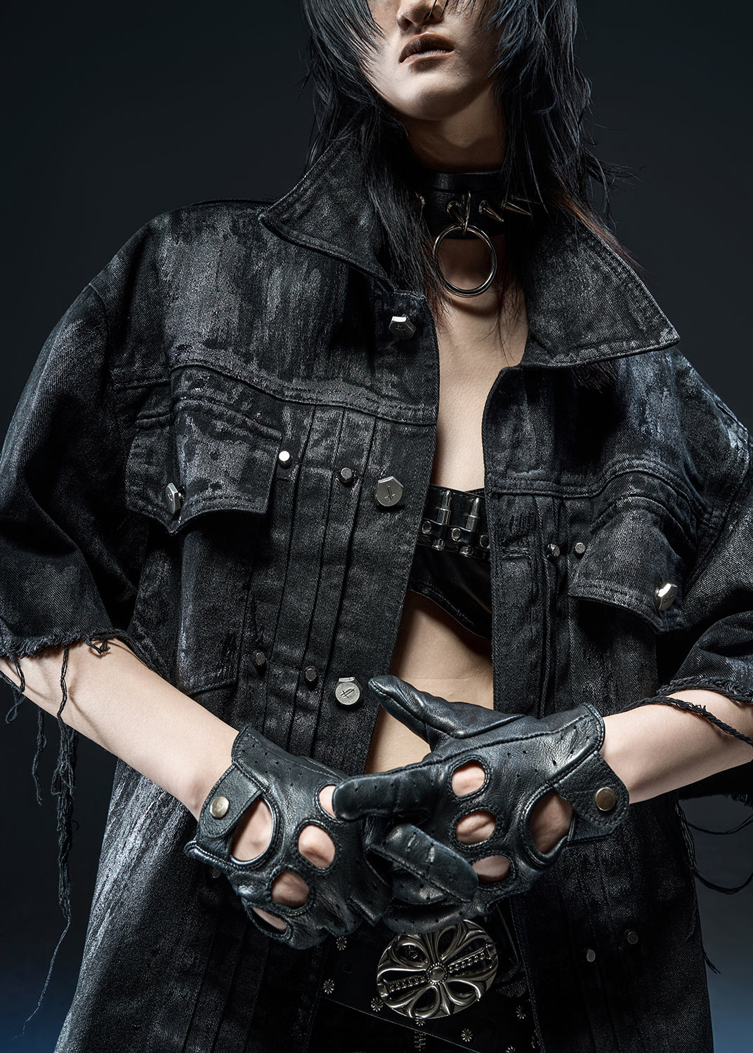 BLACK WAXED OVER SHIRT - AS070A