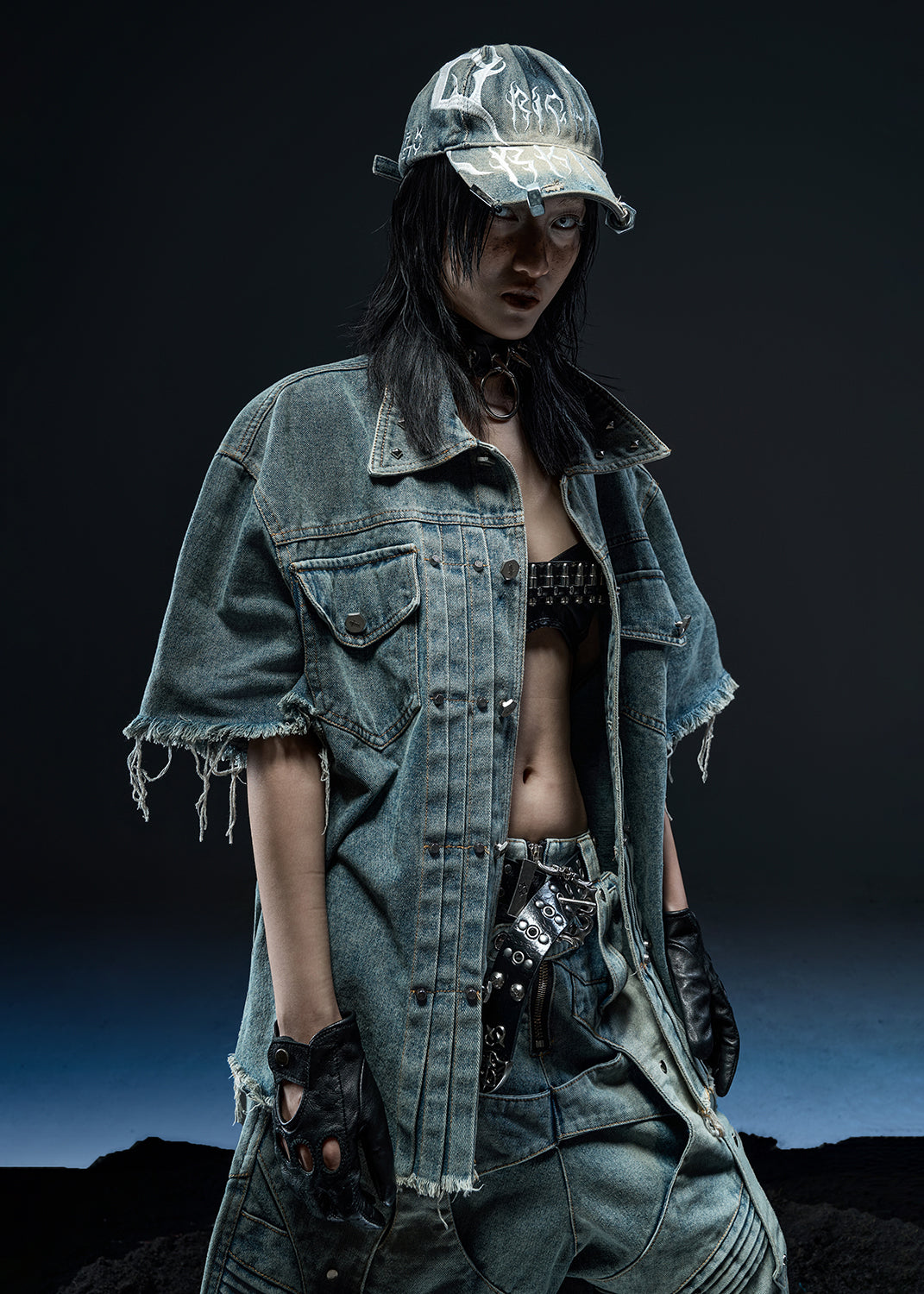 DENIM WASHED DARK SOCIETY CAP - M03