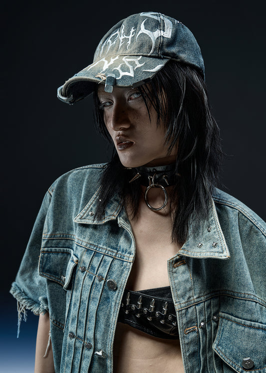 DENIM WASHED DARK SOCIETY CAP - M03