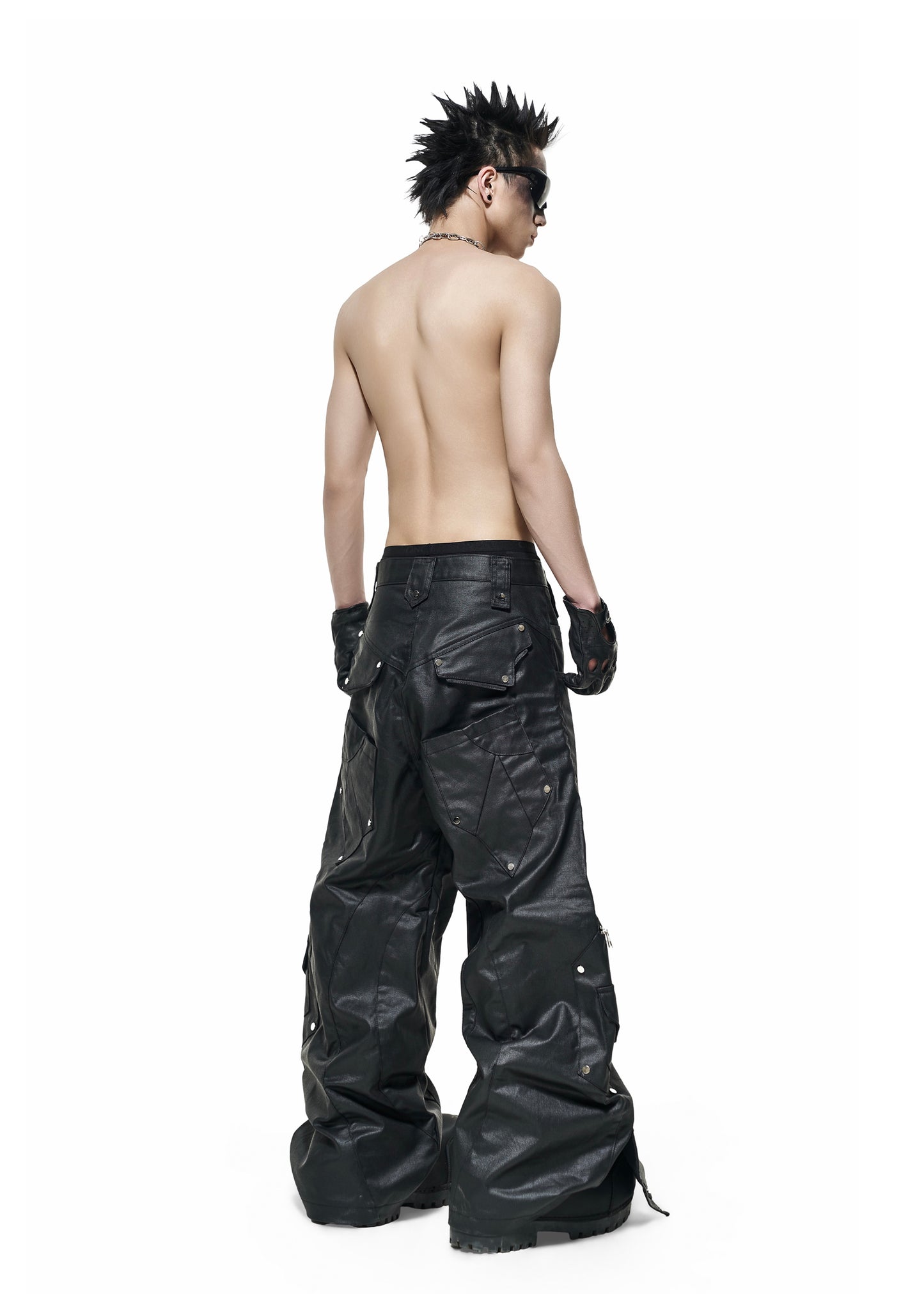 WAXED KNIGHT WIDE PANTS - QD120B