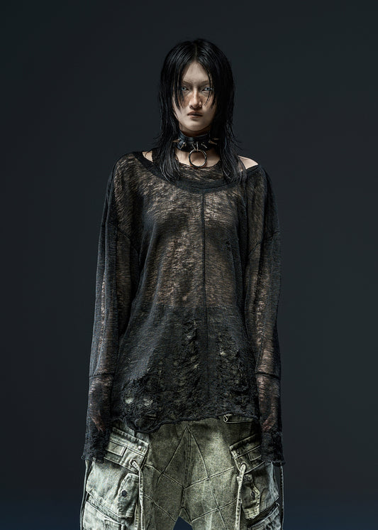 RIPPED OVER KNIT TOP - AD067