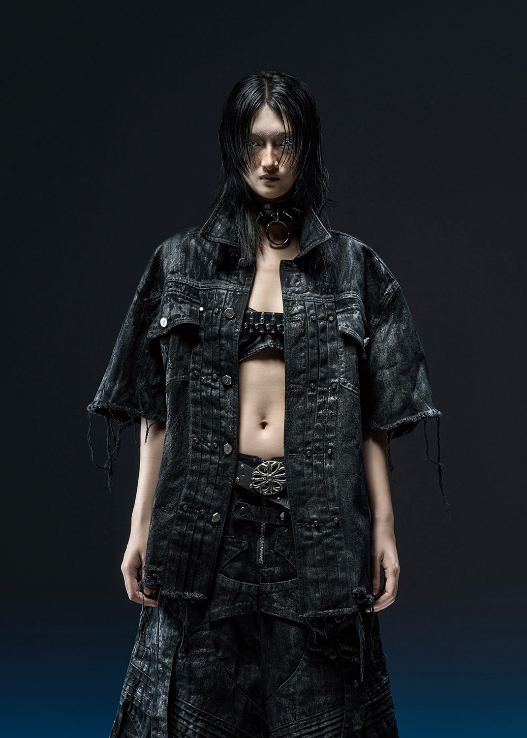 BLACK WAXED OVER SHIRT - AS070A