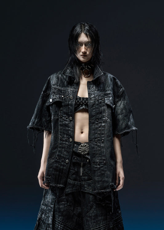 BLACK WAXED OVER SHIRT - AS070A
