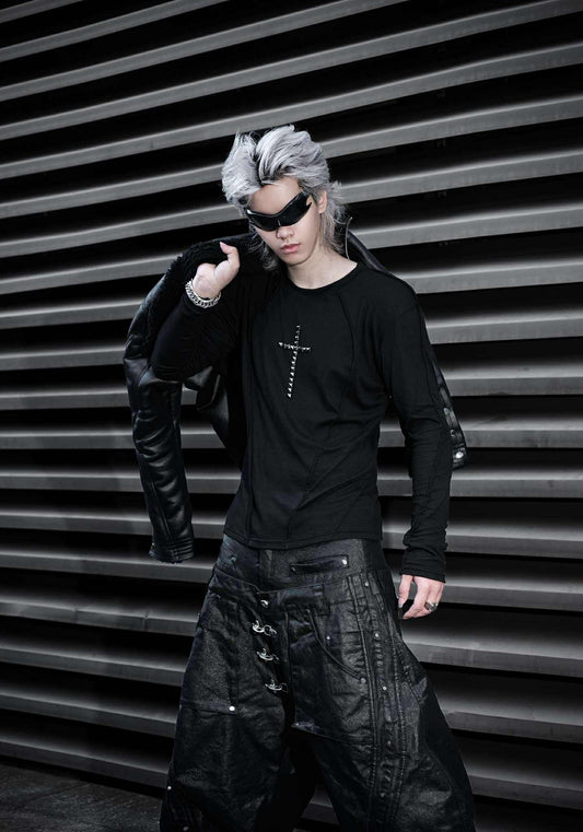 RIVETED CROSS SLIM LONGSLEEVE - AD068