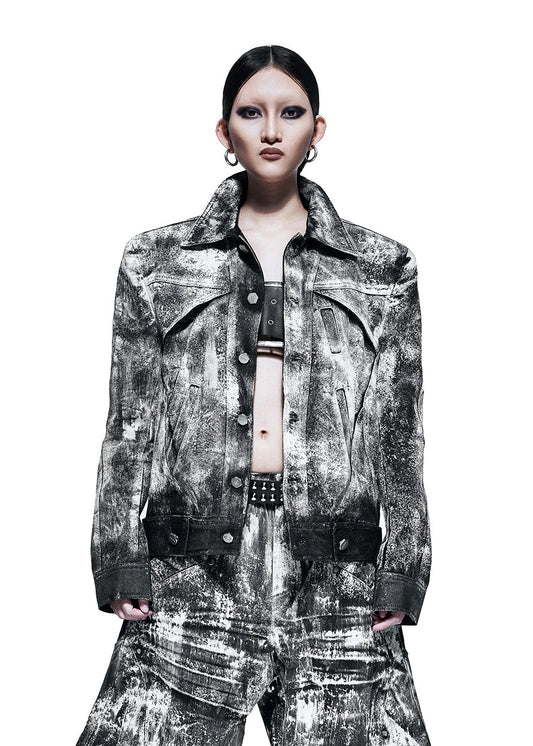 SMOKE WAXED DENIM JACKET - AK085C
