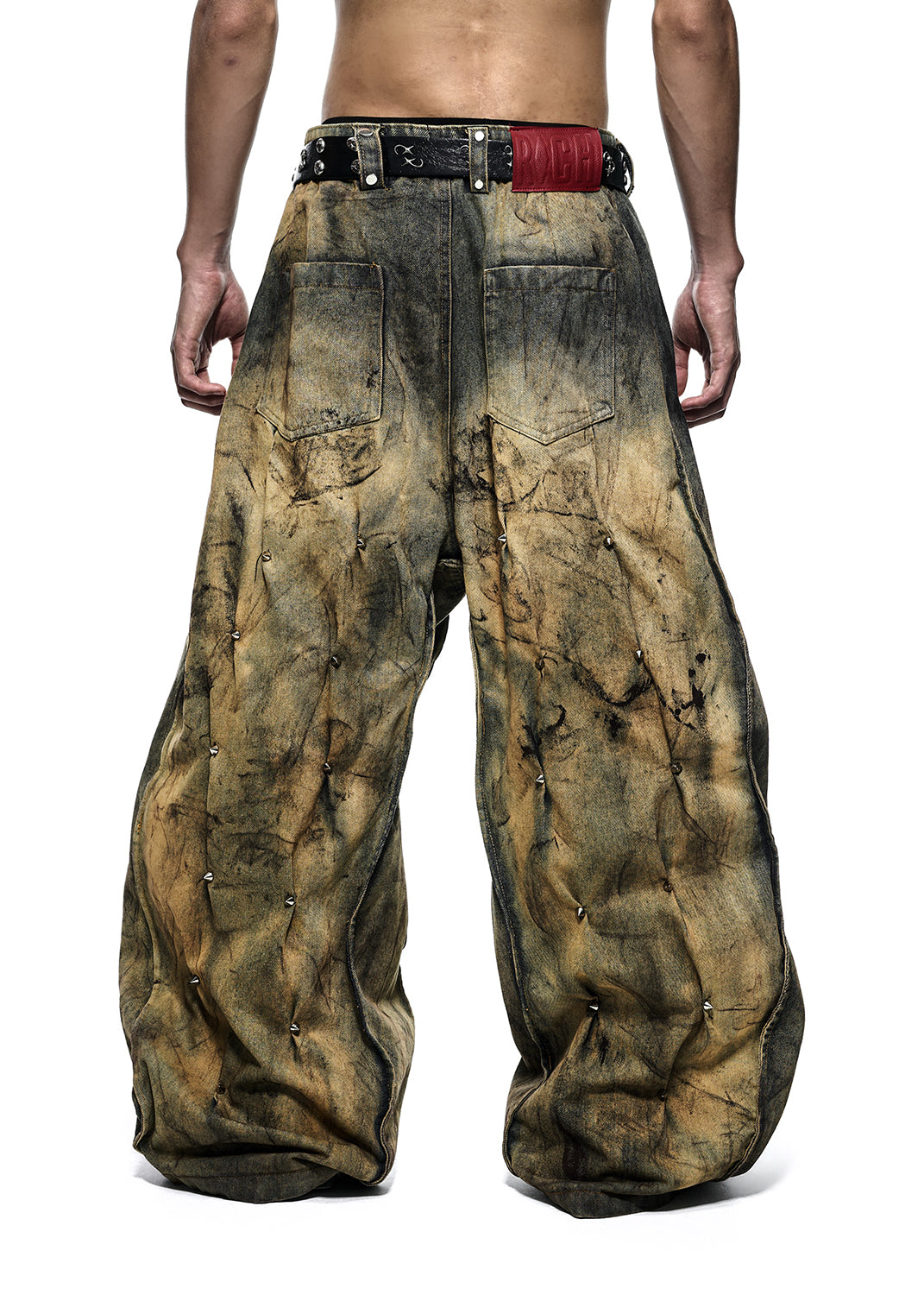 [PRE-ORDER] MULTI RIVET DIRT WASHED WIDE PANTS - QD126B