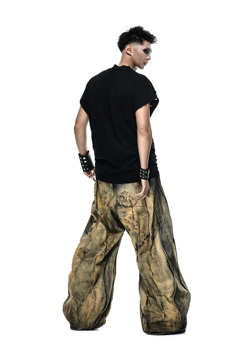 [PRE-ORDER] MULTI RIVET DIRT WASHED WIDE PANTS - QD126B