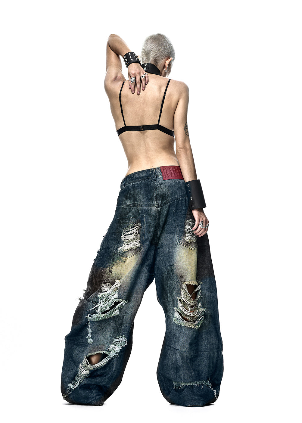DUST WAX RIPPED WIDE PANTS - QD125B