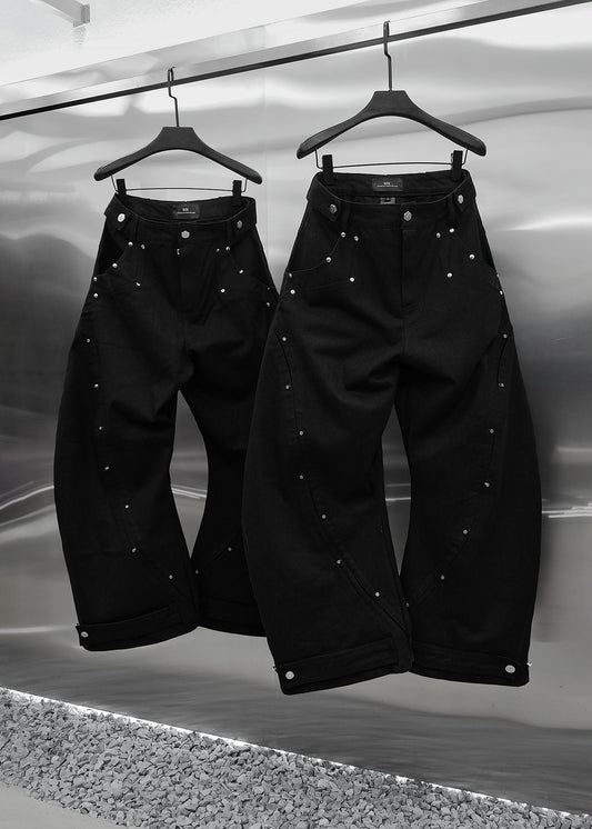 BLACK S-WIDE PANTS - QD115A