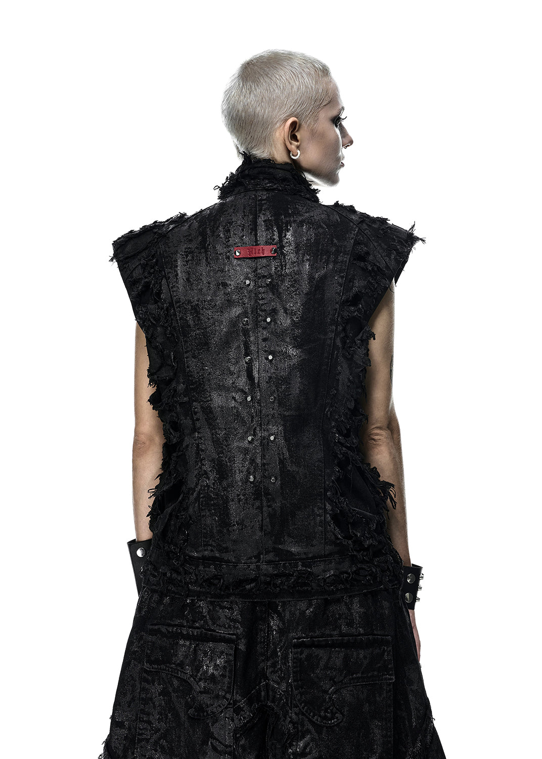 [PRE-ORDER] BLACK WAXED DENIM VEST - AK099