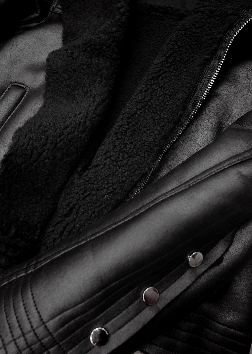 BLACK SHEARLING LEATHER JACKET - AK084B