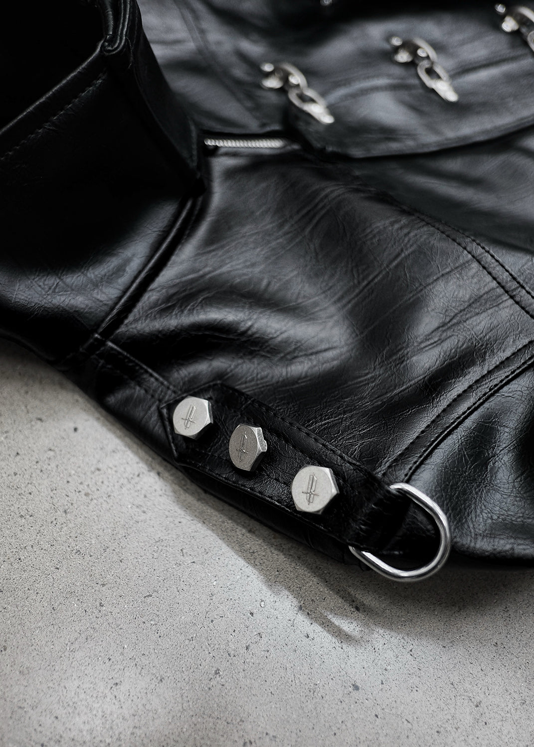 HIGH NECK LEATHER BOMBER JACKET - AK097