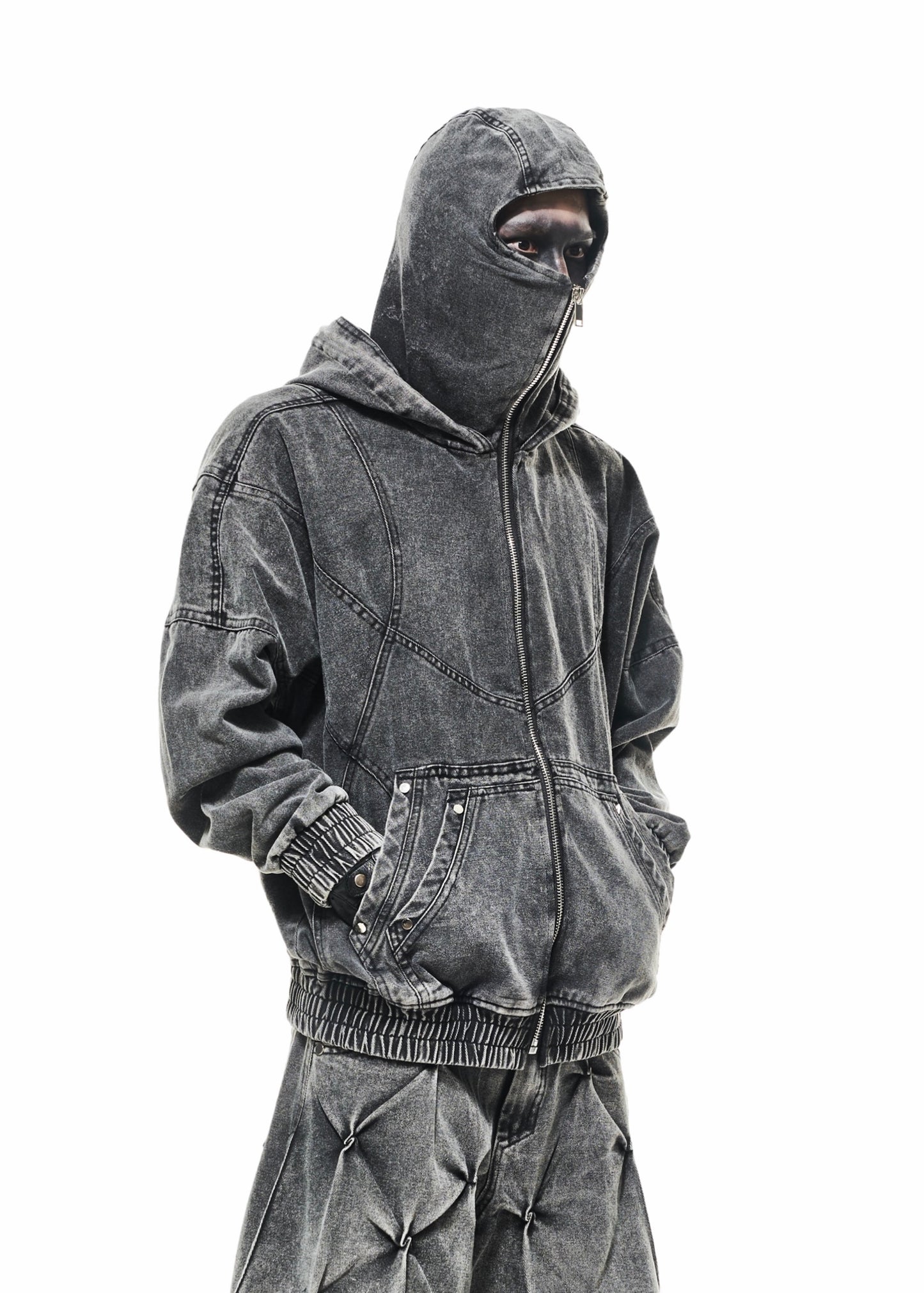DENIM WASH NINJA HOODIE - AH026