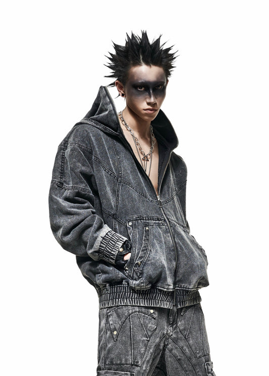 DENIM WASH NINJA HOODIE - AH026