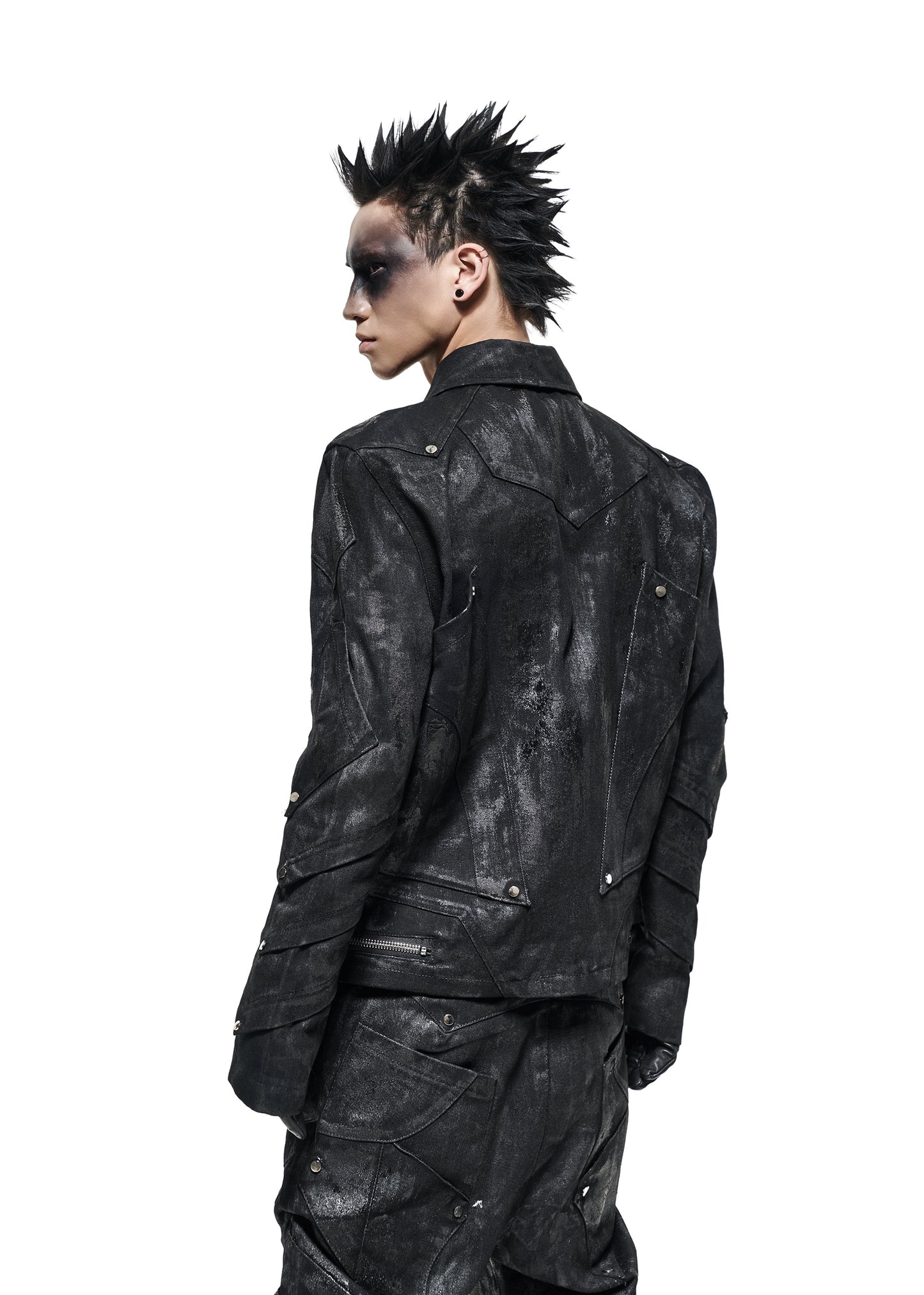 BLACK WAXED KNIGHT DENIM JACKET - AK090B
