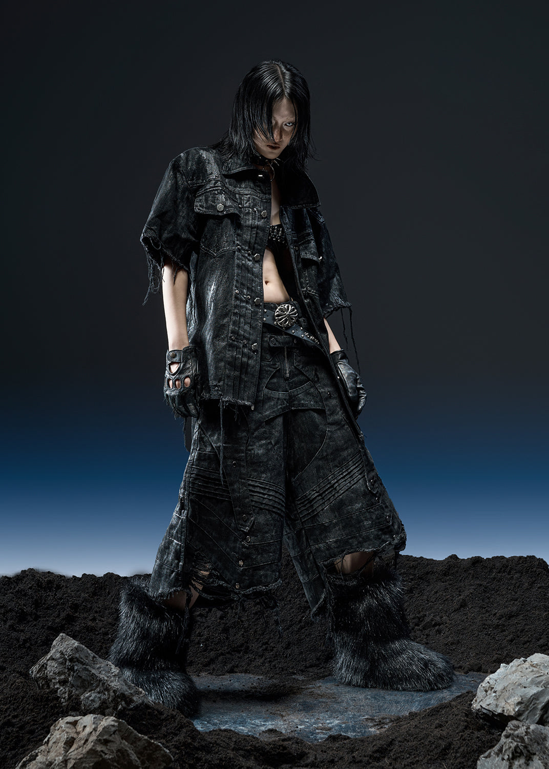 BLACK WAXED OVER SHIRT - AS070A