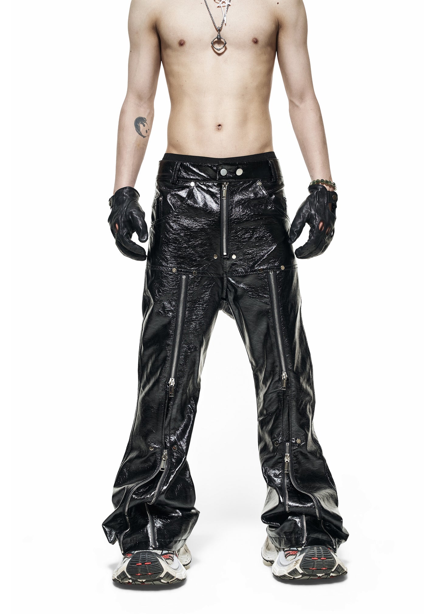 LEATHER FLARE PANTS - QD118