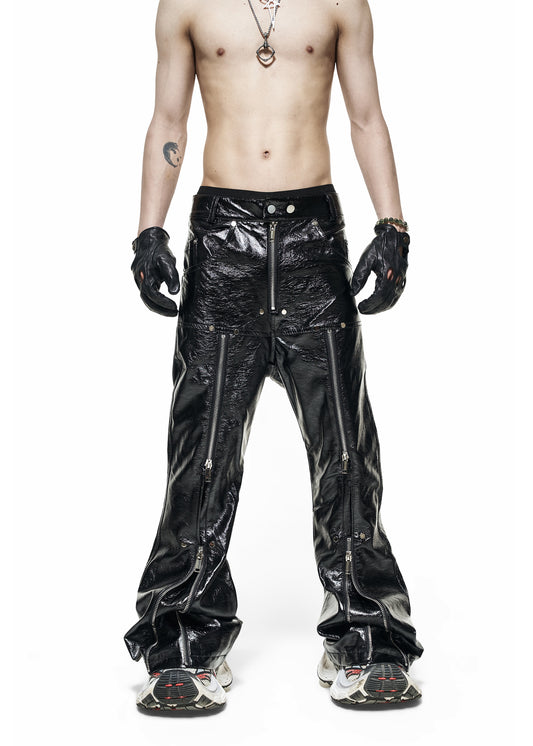 LEATHER FLARE PANTS - QD118