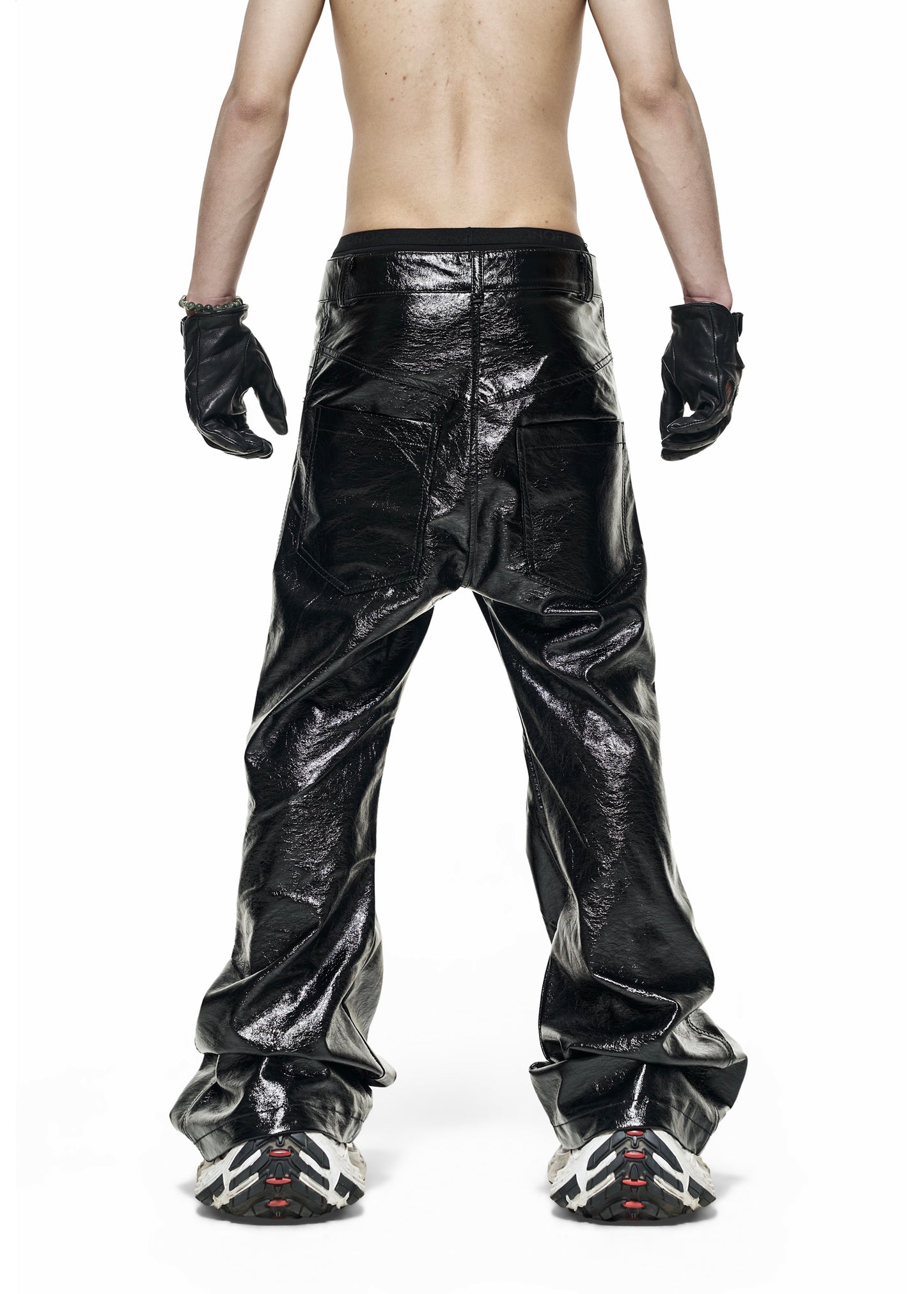 LEATHER FLARE PANTS - QD118