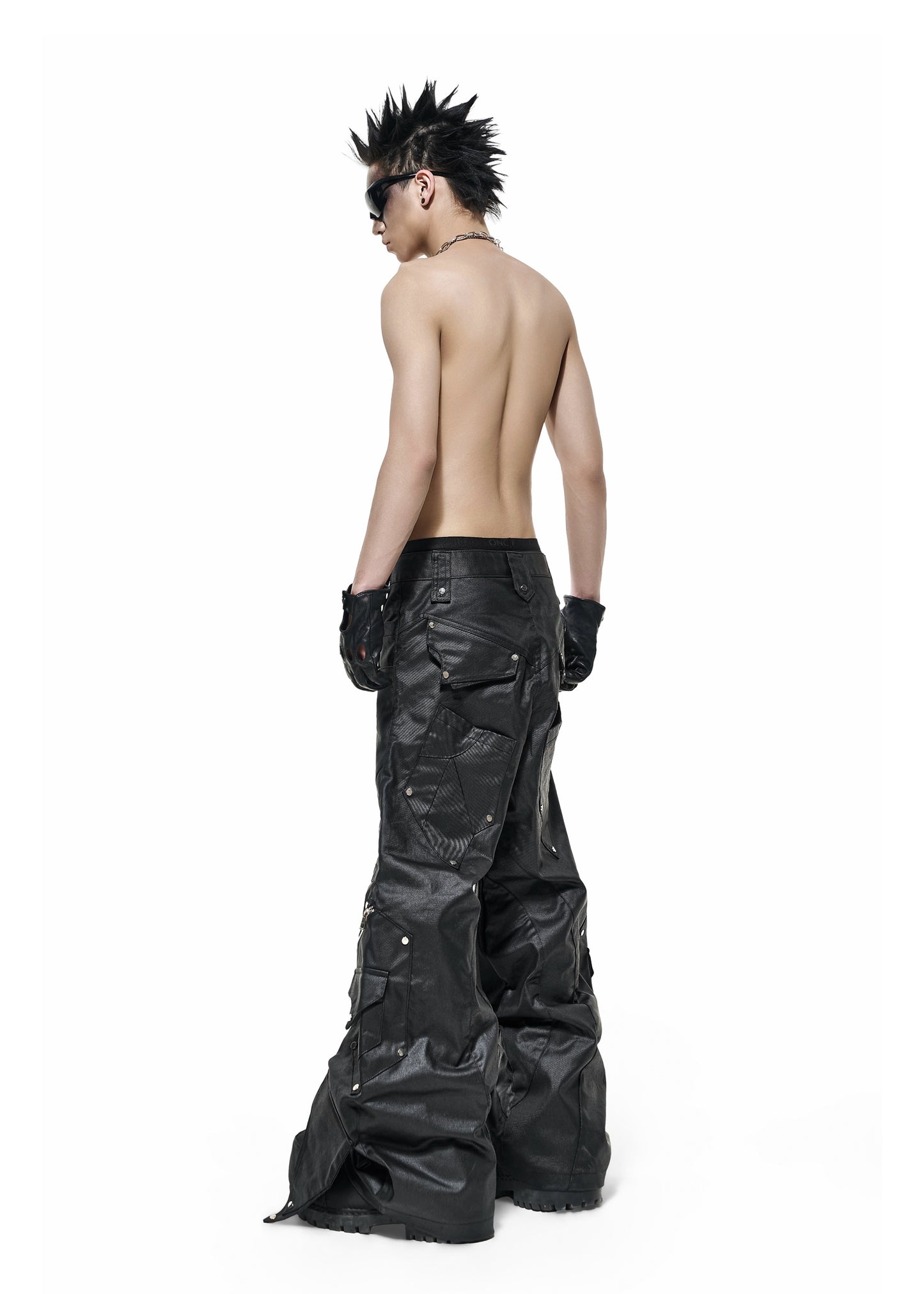 WAXED KNIGHT WIDE PANTS - QD120B