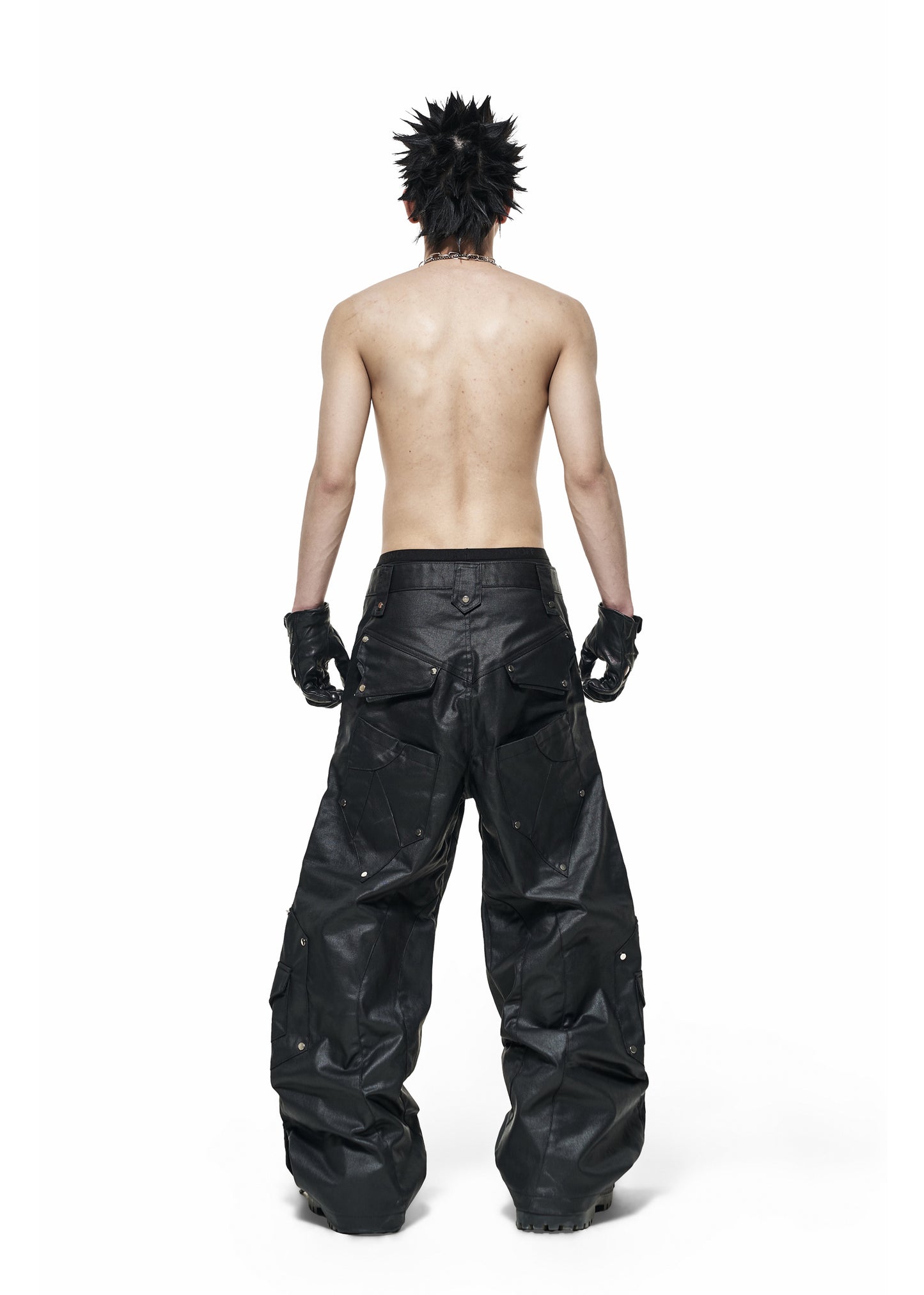 WAXED KNIGHT WIDE PANTS - QD120B