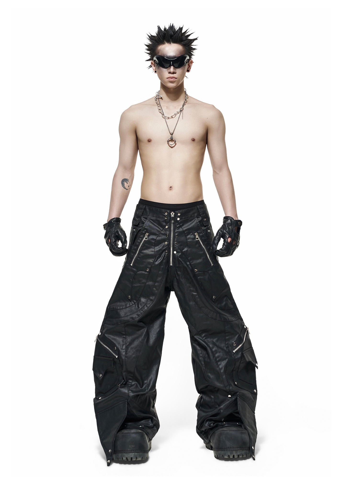 WAXED KNIGHT WIDE PANTS - QD120B