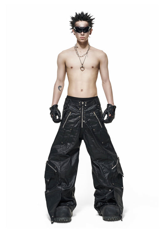 WAXED KNIGHT WIDE PANTS - QD120B
