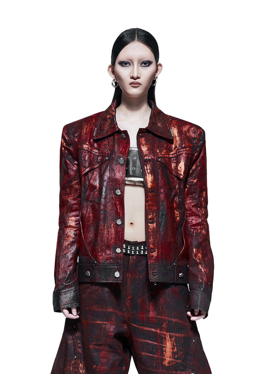 BLOOD WAXED DENIM JACKET - AK085D