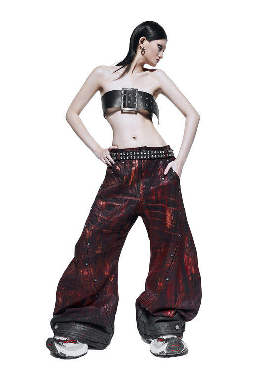 BLOOD WAXED S-WIDE PANTS - QD115D