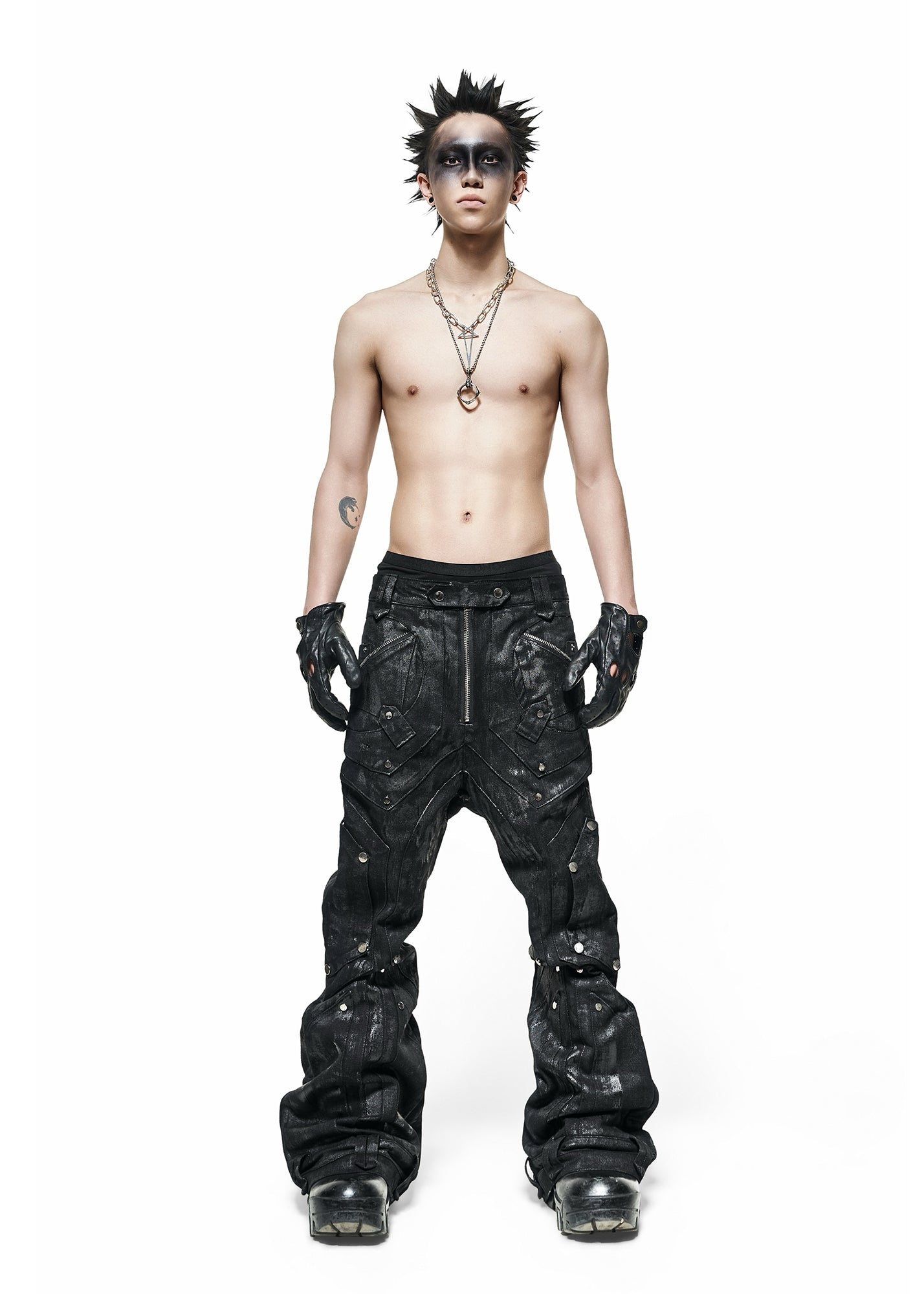 DARK KNIGHT FLARE WAXED PANTS - QD116B