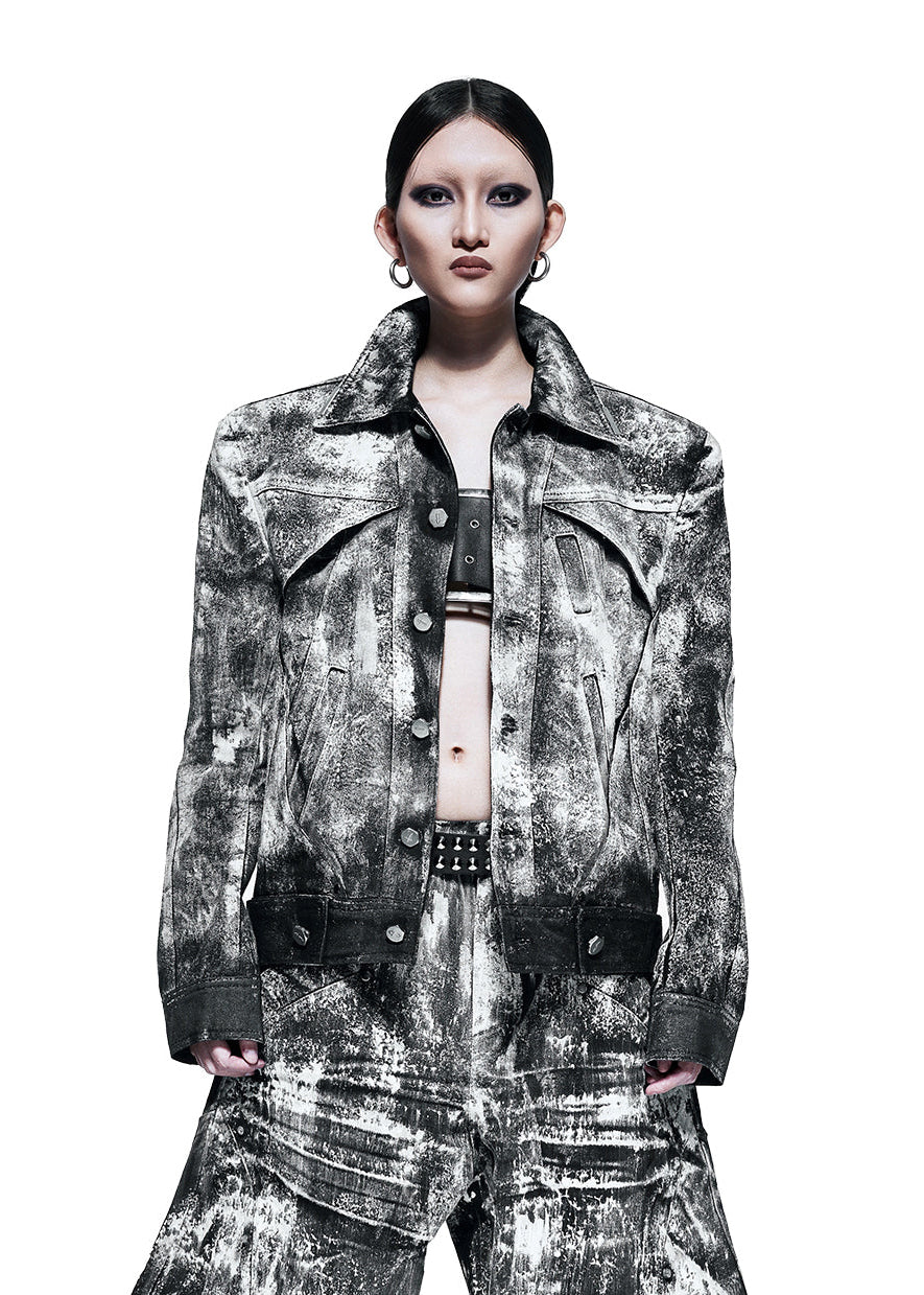 SMOKE WAXED DENIM JACKET - AK085C